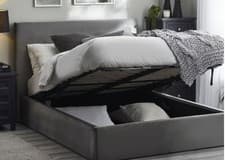 Image of Shoreditch Grey Velvet Ottoman Storage Bed Frame 5ft King Size Elegant Bedroom
