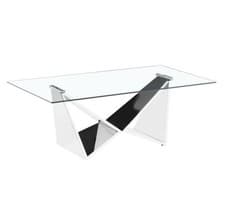 Image of GLASS COFFEE TABLE BLACK & WHITE KONYA LIVING ROOM HOME FURNITURE