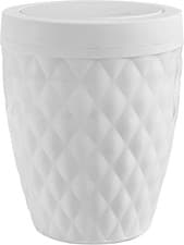 Image of Addis Diamond Style Round Swing Lid Bathroom Bin - White, 10L Capacity