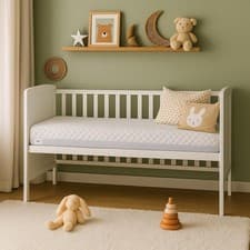 Image of Baby Cot Bed Mattress Hypoallergenic, Waterproof & Breathable Cover Toddler Safe