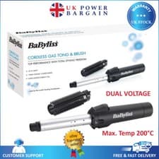 Image of BaByliss Pro Cordless Tong Brush Styler Curling Brush Dual Voltage 19mm - 2583BU