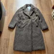 Image of NEW.WOMENS.GEORGE BROWN FAUX FUR BORG LONGLINE COAT.SIZE 14