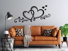 Image of Wall Stickers Double Heart Love Art Bedroom Home Vinyl Decor Decals Living Room