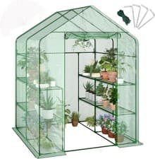 Image of Walk-in Greenhouses Outdoor 4.7 x 4.7 x 6.4 ft with Shelf Cover Roll-up Door