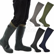 Image of Mens Wellington Boot Socks Long Length Cushioned Camping Gardening Size UK 6-11