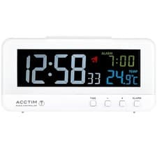 Image of Acctim Rialto Digital Alarm Clock Radio Controlled Coloured VA Display White
