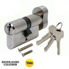 Image of EURO KEYED ALIKE THUMBTURN CYLINDER 30/45TMM (75mm) BRITISH STANDARD YALE NICKEL