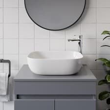 Image of Rectangular Countertop Basin Gloss White - 465 x 352mm Ceramic Bathroom Modern