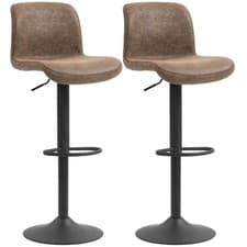 Image of HOMCOM Barstools Set of 2, Dining Stools with Backrest and Footrest, Brown
