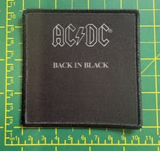 Image of AC/DC BACK IN BLACK ALBUM COVER PRINTED SEW OR IRON ON PATCH OFFICIALLY LICENSED