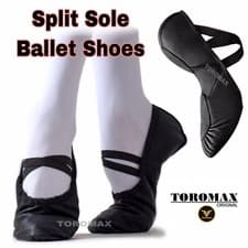 Image of Ballet Shoes Girls, SPLIT SOLE Dance Shoes Black Leather Ballerina Shoes Kids