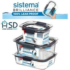 Image of Sistema Brilliance Food Container 100% Leak Proof Lid Microwave Safe Storage Box
