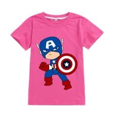 Image of Kids Captain America Cartoon T-Shirt Boys Casual Cotton Short Sleeve Tee Tops UK