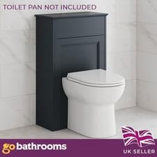Image of Dark Grey Traditional WC Toilet Unit White Back to Wall Furniture 500mm