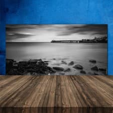 Image of Kitchen Splashback 120x60 Tempered Glass Sea Stones Landscape
