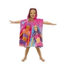 Image of Barbie Mermazing Poncho Towel Hooded 100% Cotton Kids Robe Beach Pool Mermaids
