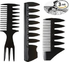 Image of 3 PCS Styling Comb,Barber Comb Wide Tooth Men Styling Comb Black Texture Comb &