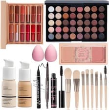 Image of All In One Makeup Kit 40 Colour Palette 12 Lipsticks Set