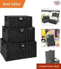 Image of Luxury Set of 3 Black Resin Storage Baskets - Kids Toys & More Storage Solution