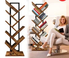 Image of 9 Tier Bookcase Bookshelf, Floor Standing Shelving Unit Tall Book Storage