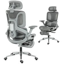 Image of HOMCOM Ergonomic Office Chair, Mesh Desk Chair with Lumbar Support, Footrest