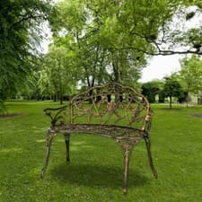 Image of 2 Seater Cast Metal Garden Bench Outdoor Patio Chair Park Seat Decorative UK