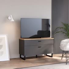 Image of Klara TV Unit with 1 Drawer 1 Flip Door in Grey and Oak