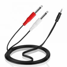 Image of 1.2m 3.5mm Stereo Jack to 2x 6.35mm Big Mono Jack Left/Right Cable Mixer Lead