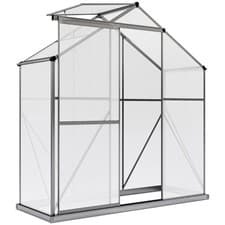 Image of Outsunny 6 x 2.5ft Polycarbonate Greenhouse Aluminium Green House, Dark Grey