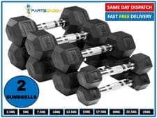 Image of Hex Dumbbells Set Pair Ergo Iron Hand Weights Rubber Encased Hexagonal Gym 36-6