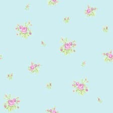 Image of Shabby Chic Wallpaper - Antique Rose - Sky Blue Pink - Vintage Look - 268033