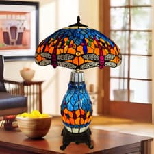 Image of Multicolor Tiffany Style Clustered Table Lamp For Bedroom Glass Desk Study Light