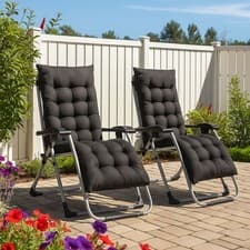 Image of Neo 2pcs Zero Gravity Sun Lounger With Padded Cushions Foldable Reclining Chair