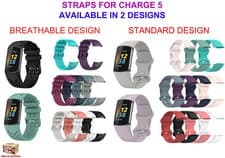 Image of For Fitbit Charge 5 Strap Replacement Silicone Wristband Band Watch Wrist Straps