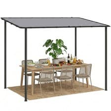 Image of Outsunny 3 x 2 m Lean to Garden Pergola, Metal Frame Gazebo Pergola, Grey