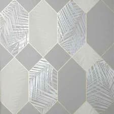 Image of Fine Decor Miami Geometric Leaf Grey  Gold Metallic Wallpaper FD42835