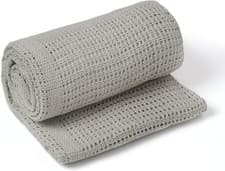 Image of Clair de Lune Soft Cotton Cellular Shawl Baby Pram Blanket Grey 70 x 90 cm