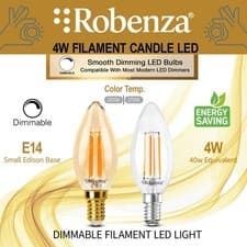 Image of 4W=40W LED Dimmable E14 Filament Candle Bulb SES Decorative Long Life Light UK