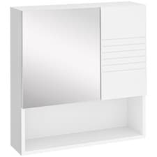 Image of kleankin Bathroom Wall-Mounted Mirror Cabinet w/ Double Door Adjustable Shelves