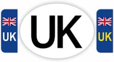 Image of UK Car Stickers 3 Pack Official Size Driving Abroad Europe Number Plate UK Badge