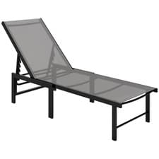 Image of Outsunny Sun Lounger, 5-Level Reclining Sun Lounger Chair, Grey
