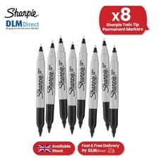 Image of Sharpie Twin Tip Black Permanent Markers 8 Pack Fine and Ultra-Fine Ink Pens