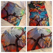 Image of Cushion Cover Pair of BIRDS Artist Inspired Print Zip 16" x15.5" Polyester NEW