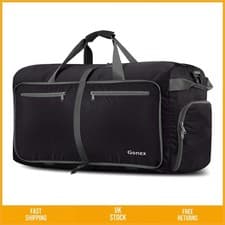 Image of Spacious Foldable Travel Duffle Bag 150L Black Lightweight Water Repellent