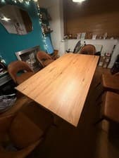 Image of Julian Bowen Dining Table - Brand New Oak Dining Table/Gun Metal