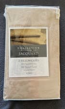 Image of New Charter Club King Size Jacquard Sesame Pillowcases Cotton 2 PCS Set Damask