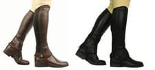 Image of SAXON EQUI LEATHER SHOW GAITERS HORSE RIDING *CHILDS* HALF CHAPS