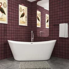 Image of Double Ended Bathtub White Acrylic 1700x720mm Modern Freestanding High Quality