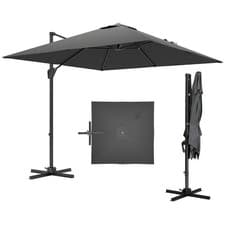 Image of Outsunny Square Cantilever Roma Parasol 360 Degree Rotation Crank, Dark Grey