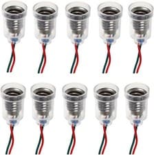 Image of 10x E10 Socket with Wire Bulb Holder for Home Experiment Circuit Electrical Test
